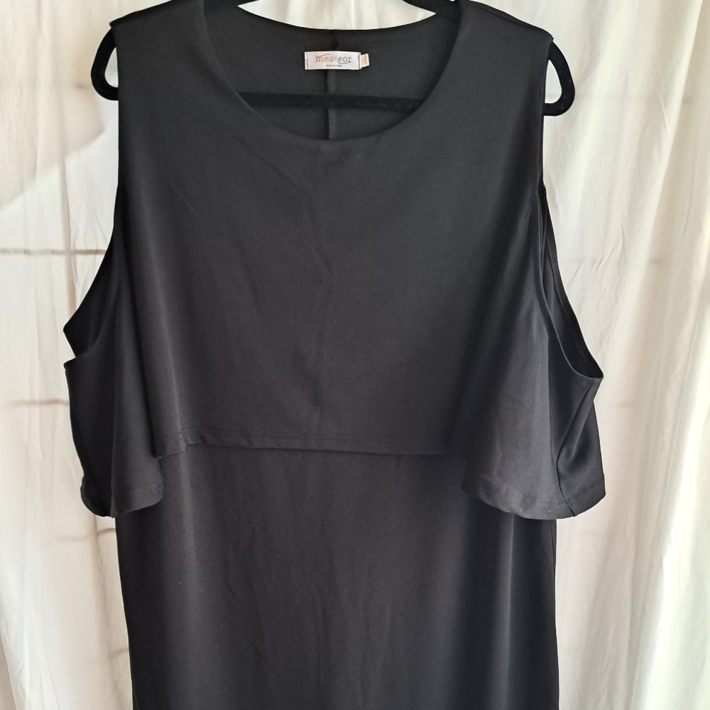 Measor, 3XL, Black, Cap Like covering with a Cold Shoulder, Dress, Casual, Party